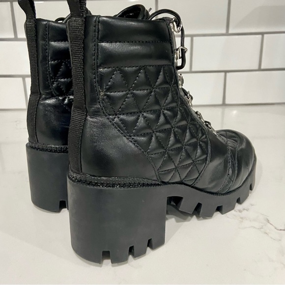 Schutz Cory Black Leather Quilted Women’s Combat Boots Size 6.5 New - Picture 5 of 9